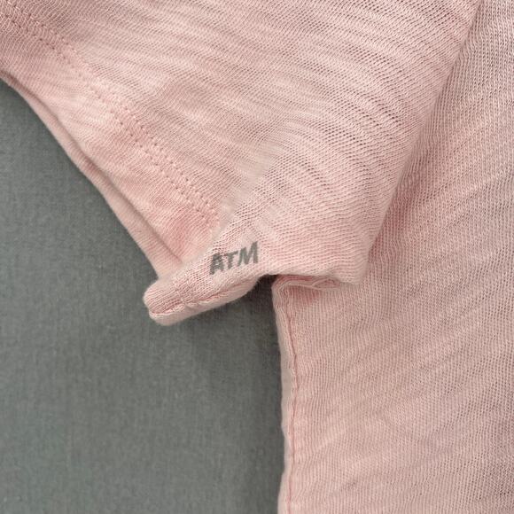 ATM Anthony Thomas Melillo Slub Crewneck Tee Mens Small Pink Short Sleeve Cotton - Picture 9 of 13